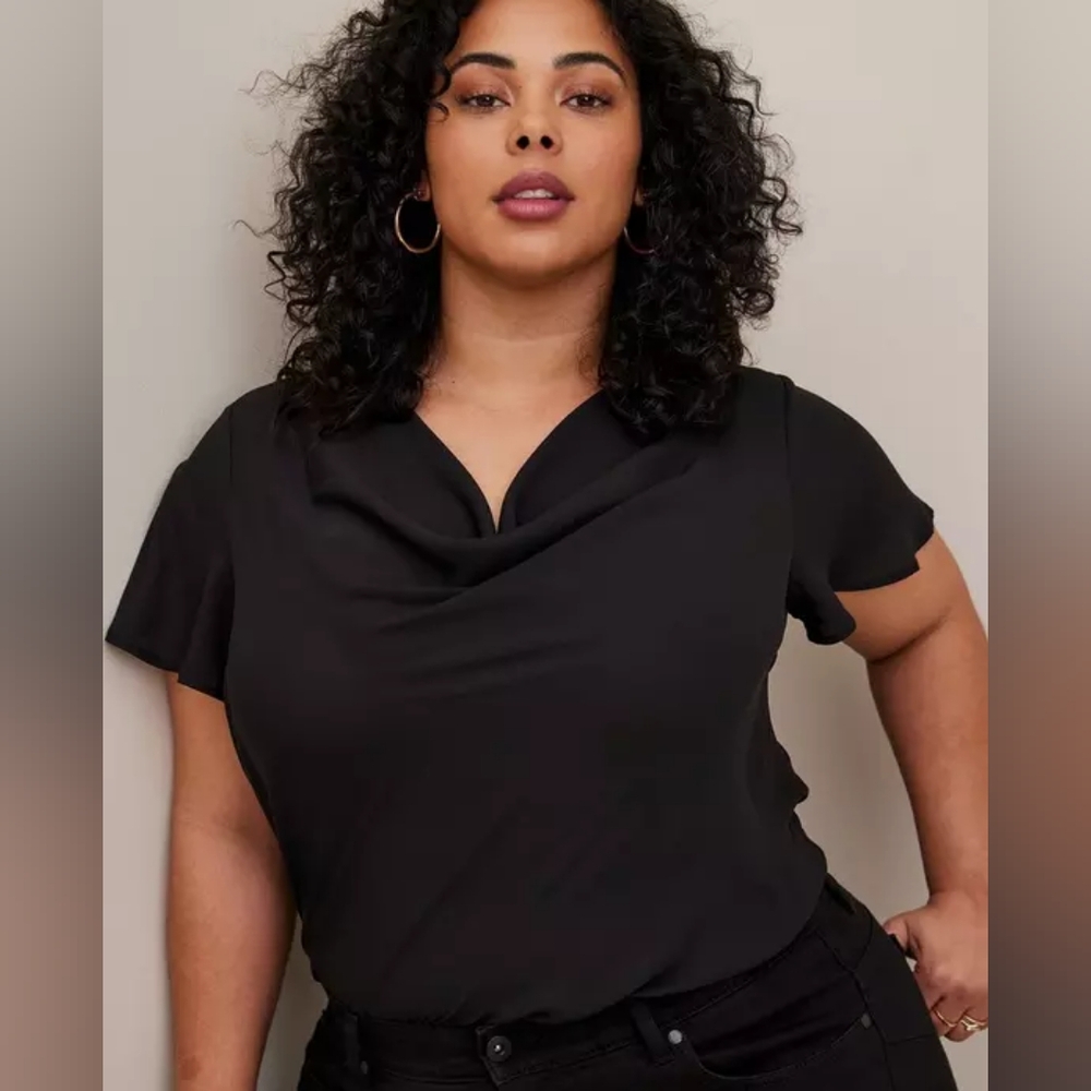 Torrid Georgette Cowl Neck Short Sleeve Blouse